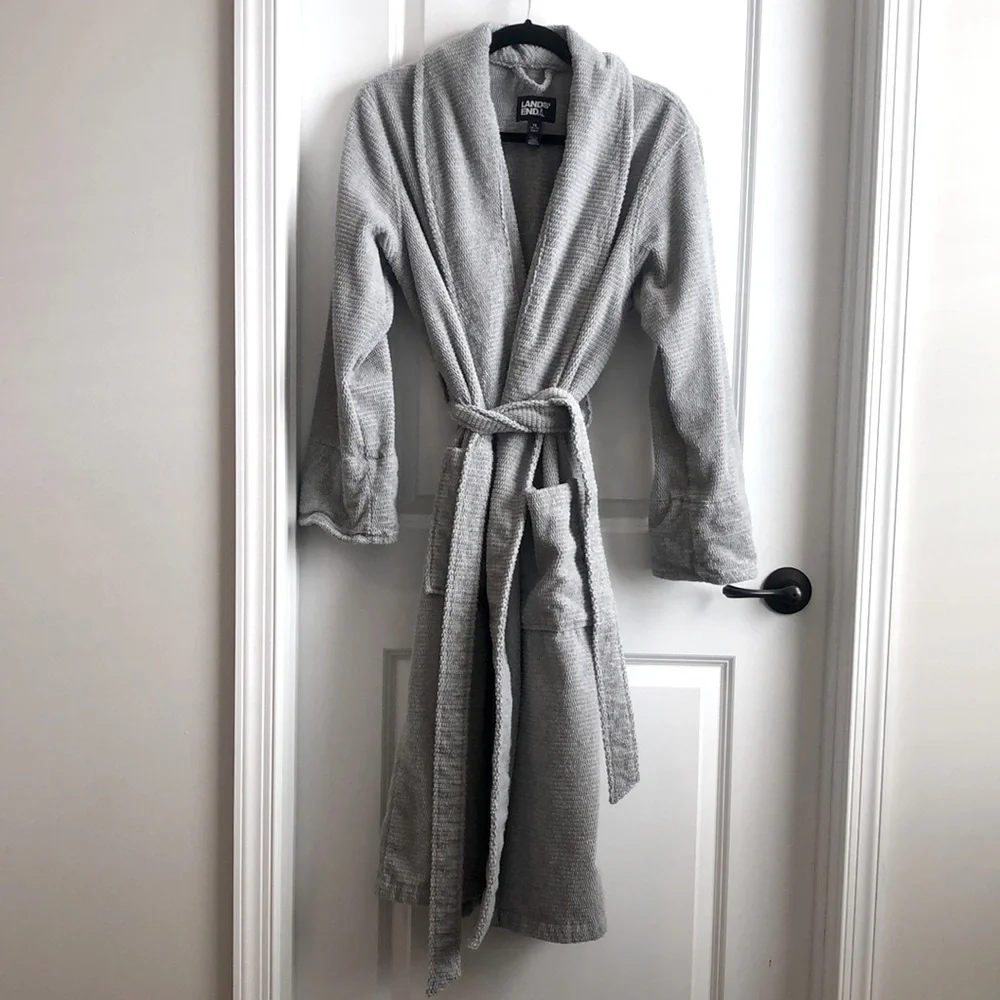Lands’ End like new grey cotton spa robe 1X - Picture 1 of 5
